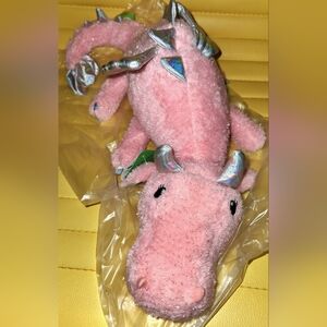 Pink Plush Dragon with Iridescent Accents